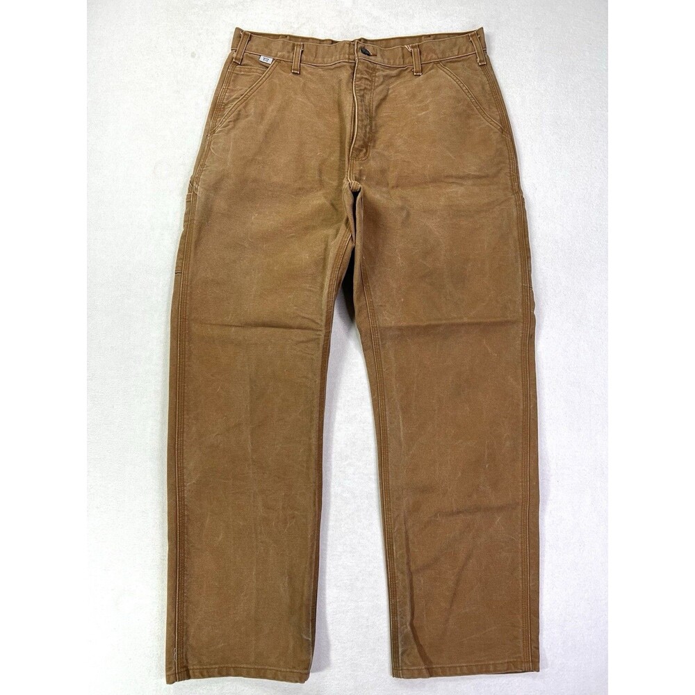 Carhartt FR Utility Carpenter Work Pants Duck Canvas Mens 36x32 FRB229 Brown